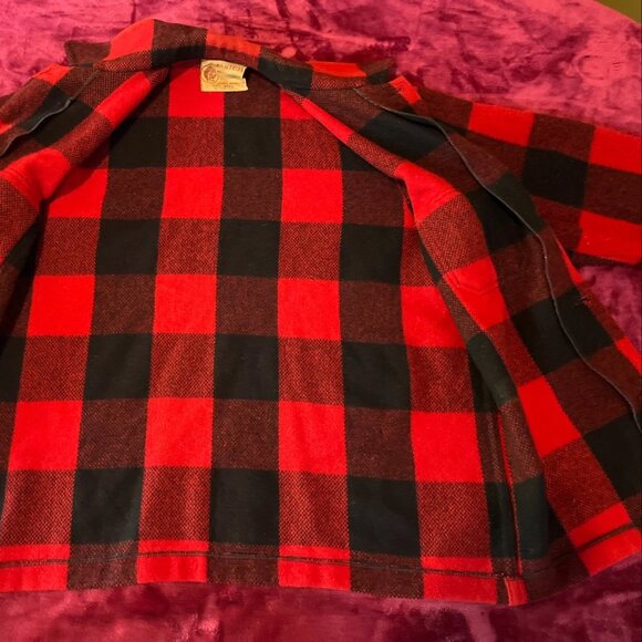 Bemidji Woolen Mills Pristine Vintage 1970 Heavy Wool Buffalo Plaid Shacket Sz M - Picture 3 of 10